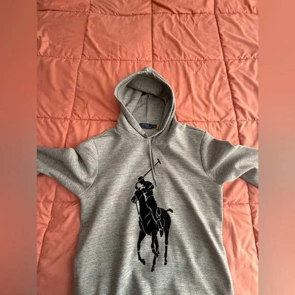 Ralph Lauren Gray Hoodie with Black LogoPullover Great Condition Barley worn